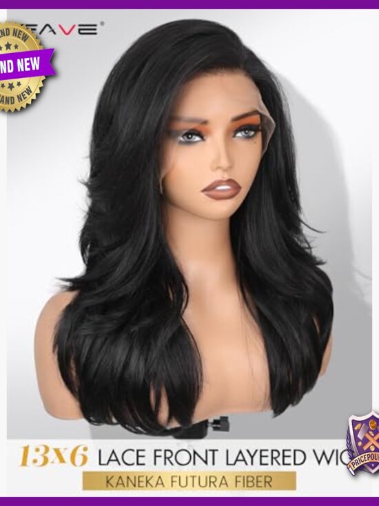 13x6 Lace Front Wig Butterfly Layers Heat Resistant Synthetic Hair main image 5